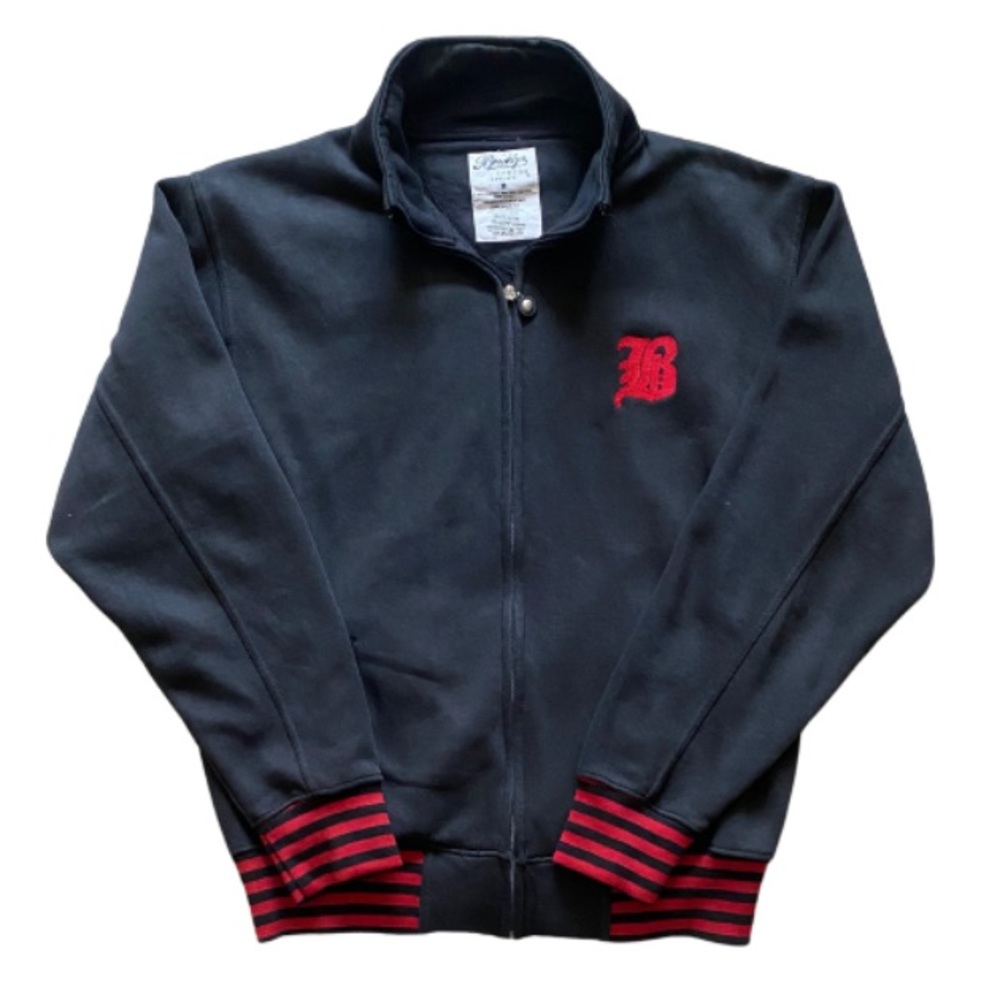 BROOKLYN EXPRESS 70 Men’s Vintage Black Red Zip Up Sweater Size M